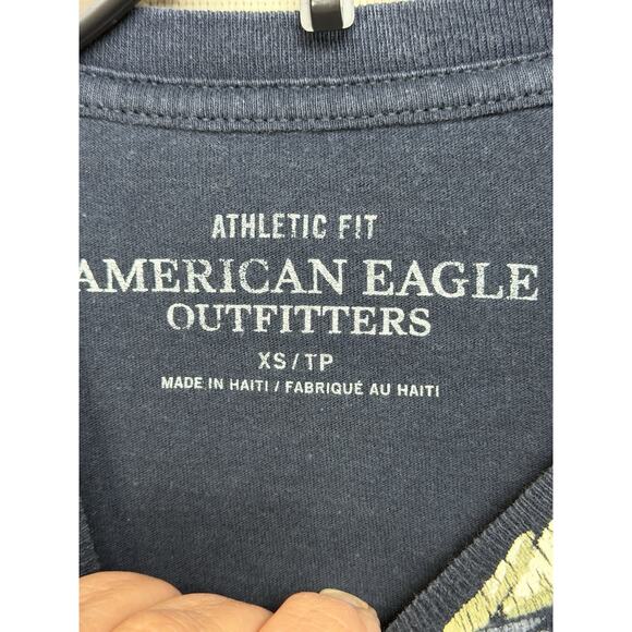 American Eagle Vintage Navy Blue Long Sleeve T-Shirt Men’s XS Logo READ - Picture 4 of 10